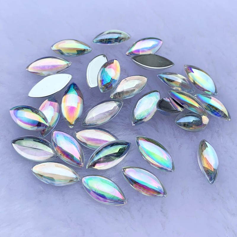 Wit Ab Steentjes Paard Oog &amp; Diamond/Waterdrop/Diamond Crystal Glitter Stenen Diy Kleding Sieraden Decoraties: (7x15mm)-80pcs