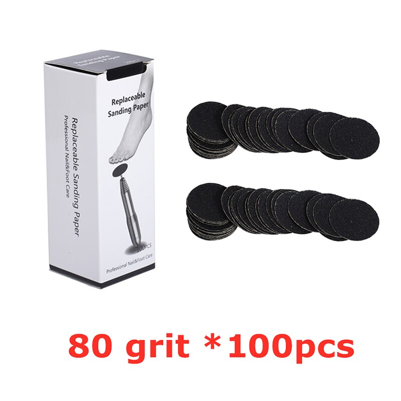 Broca de diamante para unhas, lixa de papel para limpeza de cutículas dos pés, fresa de pele morta, acessórios de manicure e pedicure: G80-100pcs