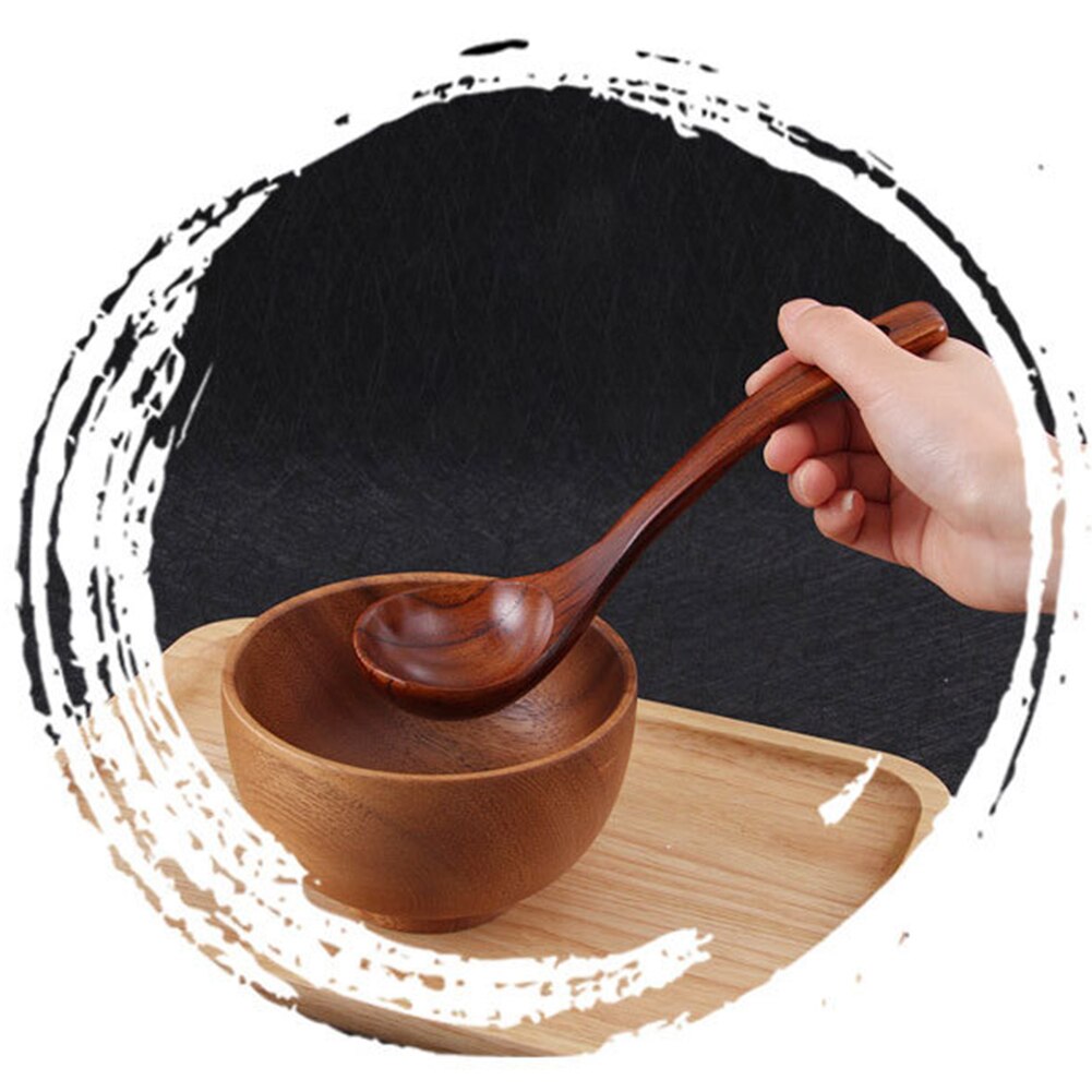1Pcs Wooden Large Soup Scoops Long Handle Cooking Scoop Wood Spoon Soup Ladle Catering Tableware Kitchen Utensil Non Toxicity