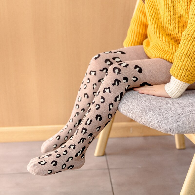 Medias con estampado de leopardo para niñas, ropa interior de algodón, primavera y otoño,: brown / M