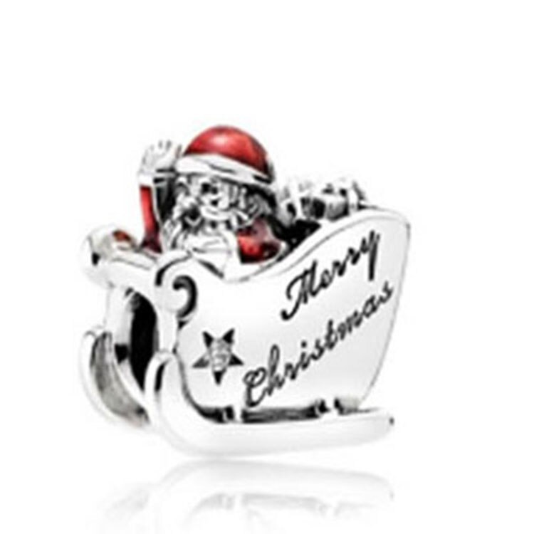 Hoge 100% 925 Sterling Zilver Crystal Kerstboom Sneeuwvlok Hanger Hanger Vrouwelijke Diy Armband Armband: 792004CZ