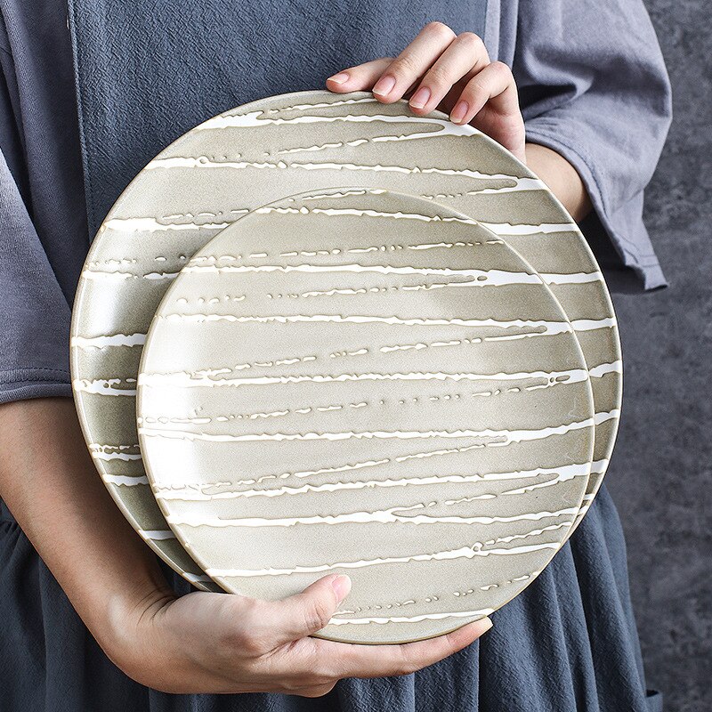 Europese Relief Stijl Diner Platen Eetkamer Plaat Portie Schotel Ronde Plaat Cake Lade Westerse Steak Ronde Lade Keuken Plaat ZH632