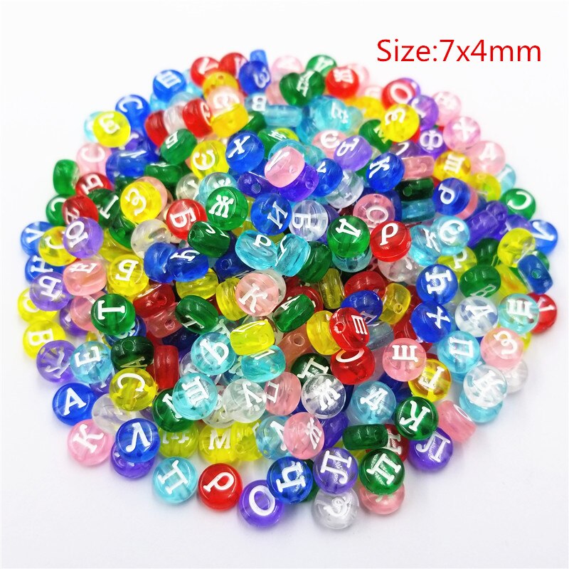 Heißer Flache/Platz 100 Pcs/Lot DIY Russische Brief Lose Perlen Acryl Für Halskette Armband: transparent