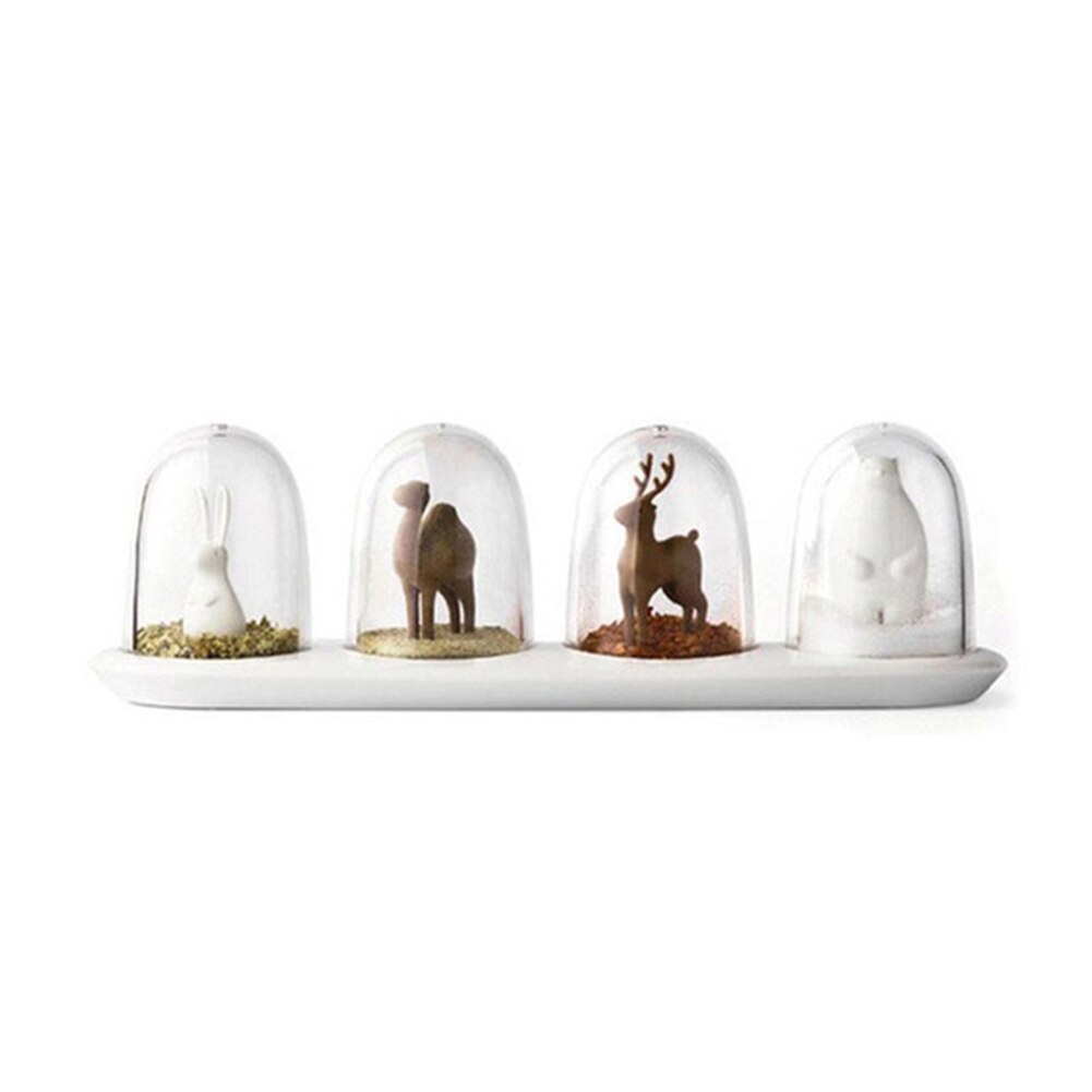 Neue 4 teile/satz Pflanzen Tiere Gewürz Kasten Küche Gewürz Lagerung Flasche Können Salz Glas Küche Spielereien: Tier