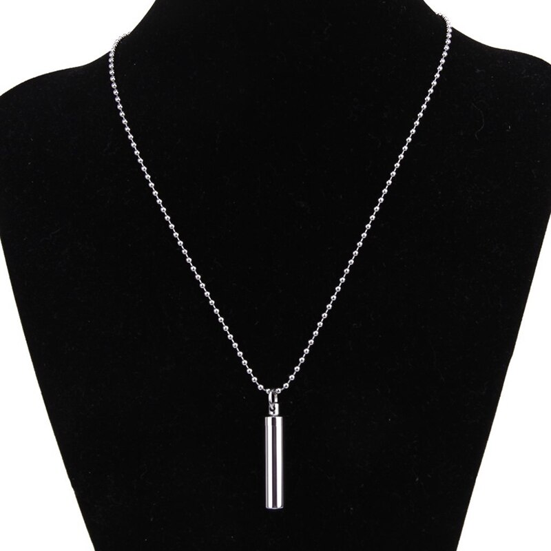 Roestvrijstalen pillendooshouder cilinder crematie urn gedenkteken ketting aandenken 49*11mm