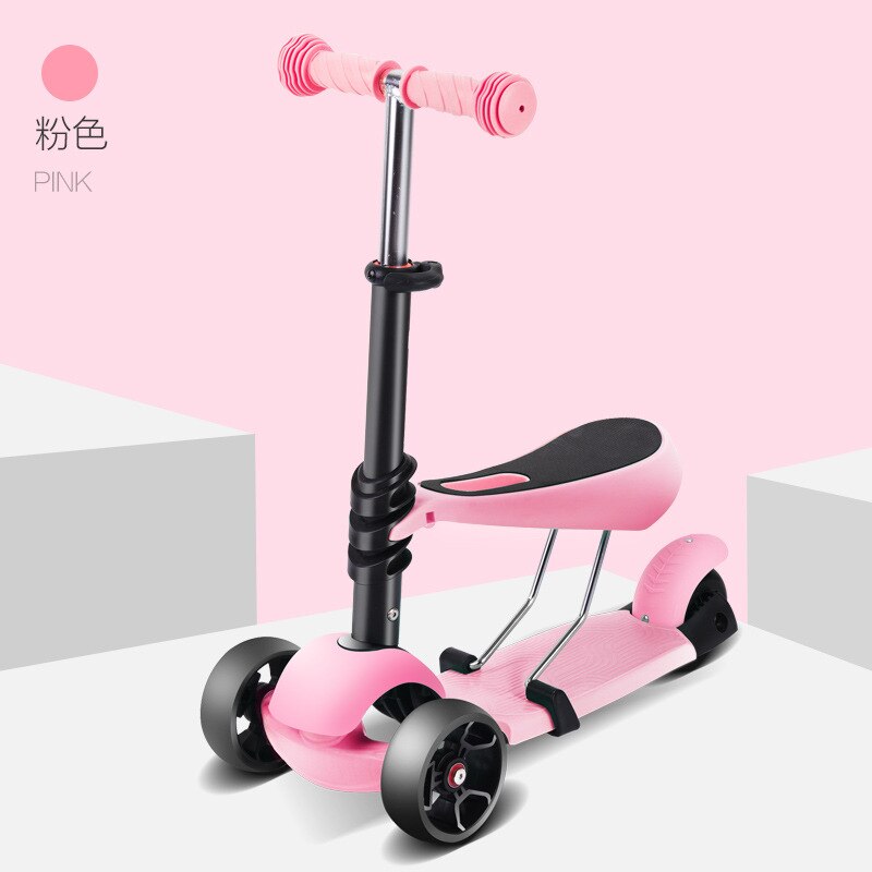 Phoenix Children’s Skateboard 2-6 Years Old 3 Baby Can Sit Can Ride Slide Single Foot Slip Kids Three-in-One Pulley: Pink  Lightweight Dual Purpose Deconstructable   Suitable for 1 6 Years Old 