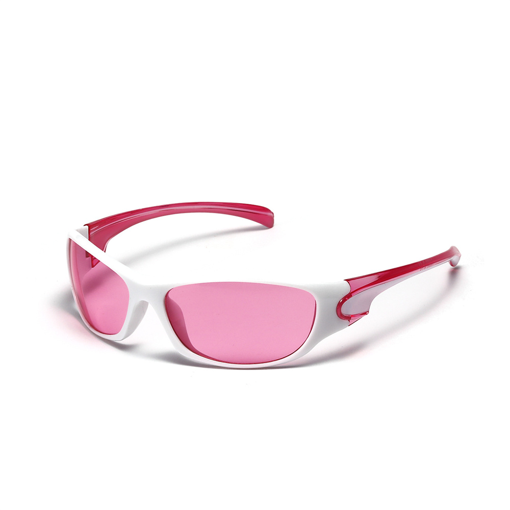 Gafas de montura Ovalada para hombre y mujer, lentes multicolores góticos para deportes de ciclismo al aire libre, UV400, Retro, Y2K, Punk, Hip Hop, novedad de 2023: Rojo rosado