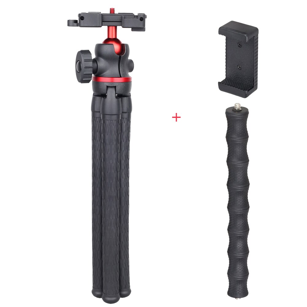 Trípode para teléfono, cámara móvil, soporte de pulpo, palo de Selfie para teléfono inteligente, Mini trípode Flexible, soporte para teléfono móvil, cabeza de bola GoPros DT45: Rojo oscuro