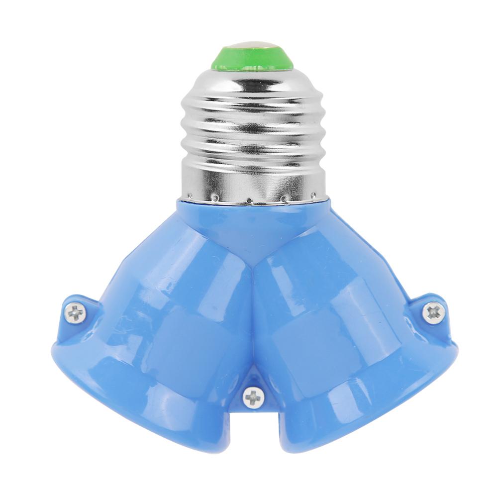 Extensor de bombilla 2 en 1, doble casquillo E27, adaptador de contacto divisor, enchufe, soporte de bombilla de luz halógena, cobre: Blue