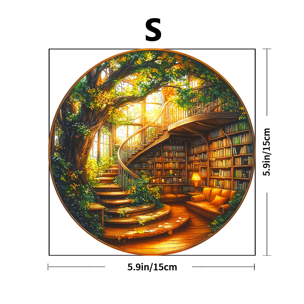Fantasy Tree Series - Library - Wooden Puzzles Graduation or Birthday Home Decoration - Adult Puzzles: WHITE