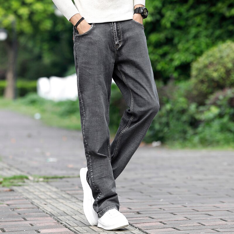 SULEE Autumn and Winter Men's Loose Jeans Casual Stretch Straight Denim Trousers Male Plus Size 40 42 44