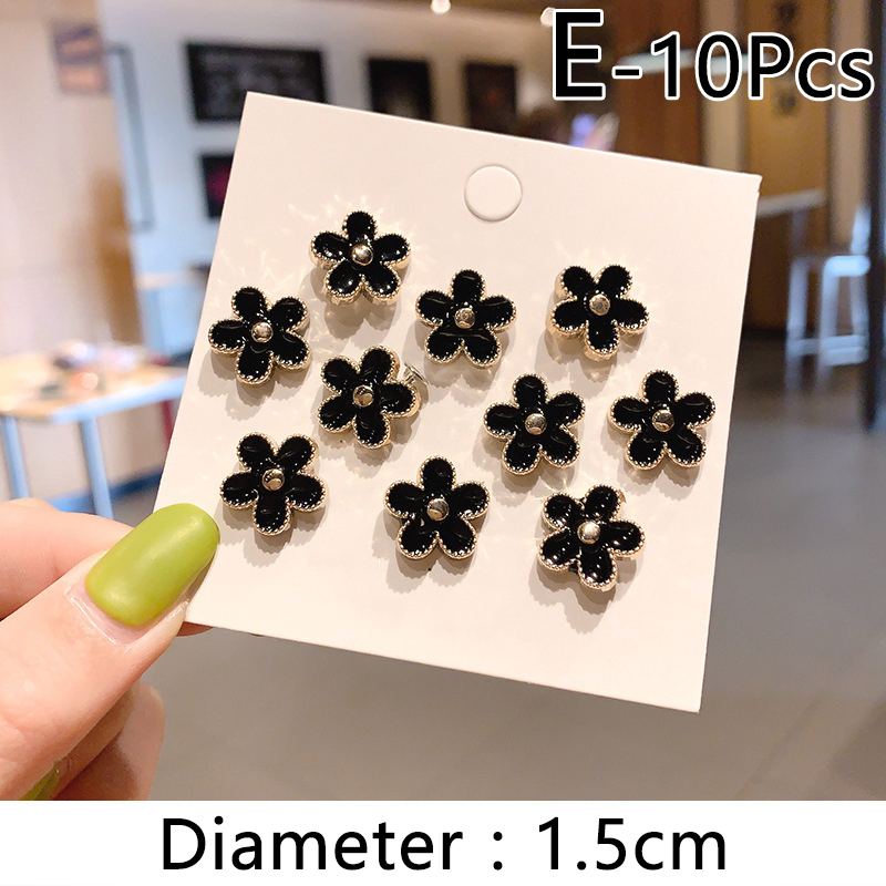 10 stück broschen, damennadeln, kleiderdekoration, Anti-entblößungsschnalle, niedlicher halsverschluss, nagel, perlenknopf-accessoires: E