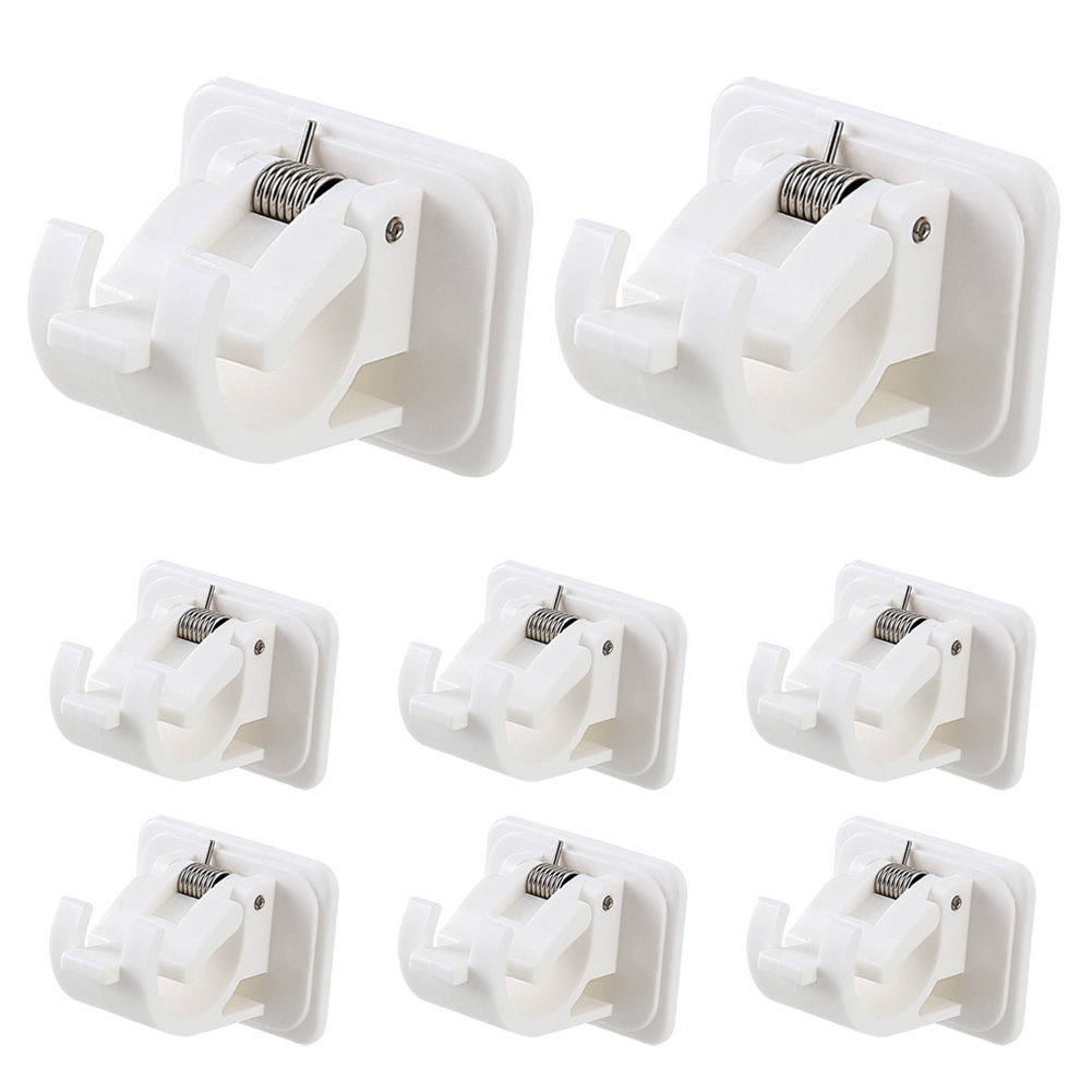 4Pcs Zelfklevende Douchegordijn Clip Bevestiging Staaf Houder Gordijn Pole Muur Beugels Handdoek Staaf Voor Keuken Tuin opslag