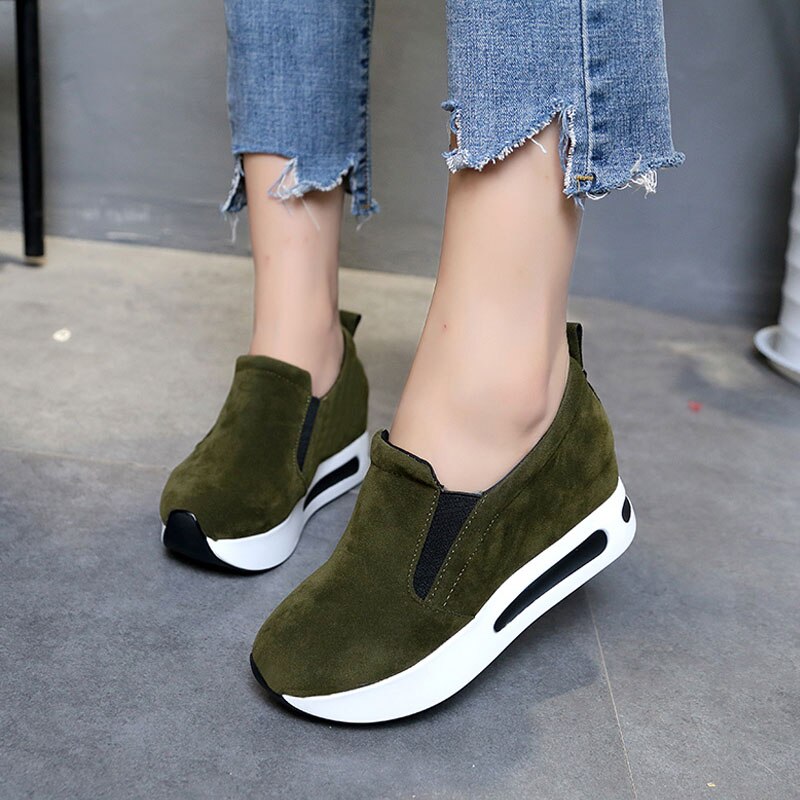 Femmes Creepers Chaussures Vulcanisées femmes Décontracté Plat Plate-Forme Femme Élastique Chaussures Femme Minceur Troupeau Appartements Chaussures
