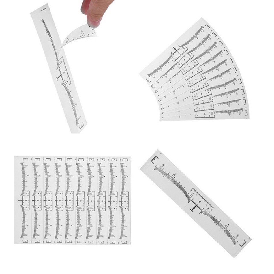 10/50/100 Pcs Accurate Permanent Makeup Eyebrow Shaping Tools Disposable Eyebrow Measurement Ruler Sticker Mdf