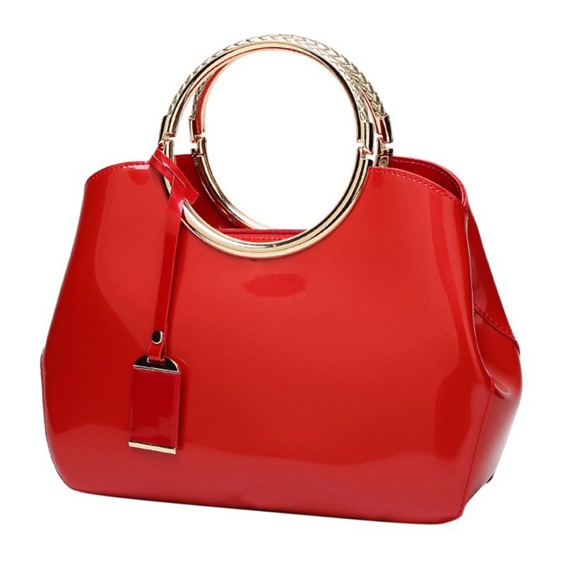 Coofit Weibliche Elegante Ring Handtasche Großzügige Goldene Griff Hülse Tasche Womens Feste PU Schulter Taschen Abend Taschen Für Dame