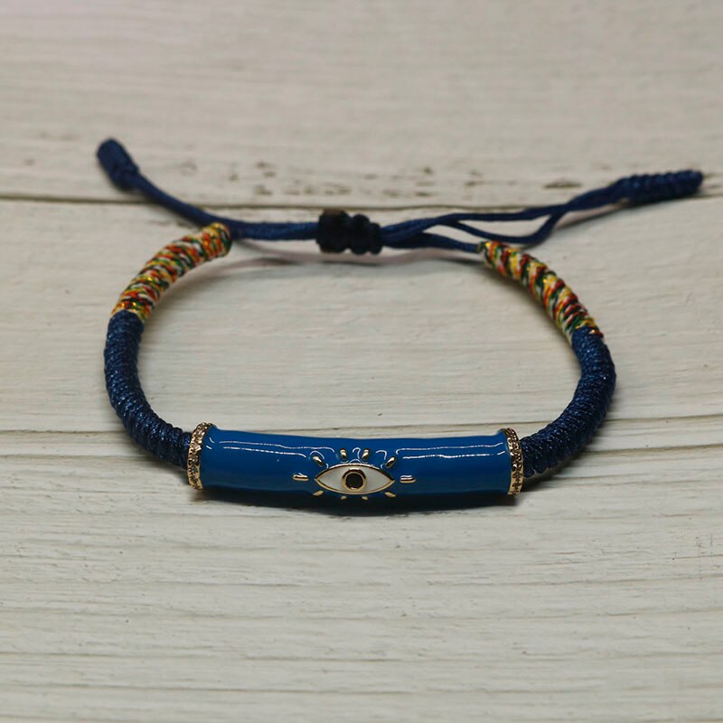 Handmade woven ethnic zircon turkish evil eye bracelet women's braided lucky enamel amulet rope bracelets for women jewelry ys -08: K