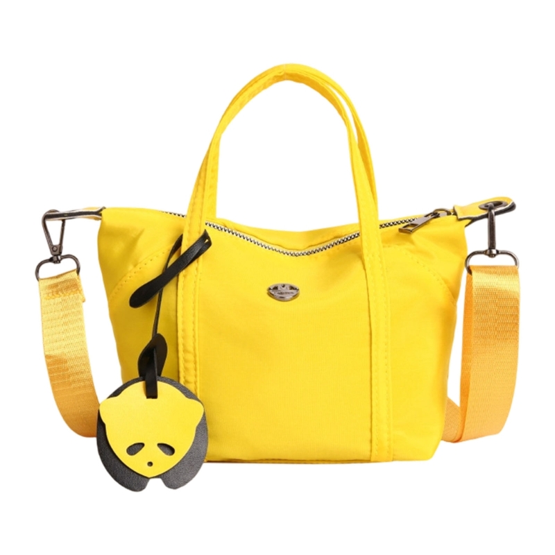 Shoulder Bag Nylon Purse Clutches Shoulder Toted Handbag with Zipper Closure Women Crossbody Bag with Removable Strap: YELLOW