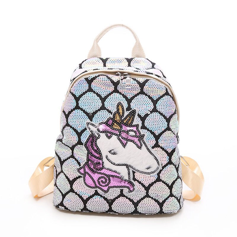 Jzyzqbx Eenhoorn Patroon Schooltas Snoep Kleur Pailletten Rugzak Kinderen Plecak School Rugzak Voor Meisjes Kid 'S Boek Tas: 1 school bag