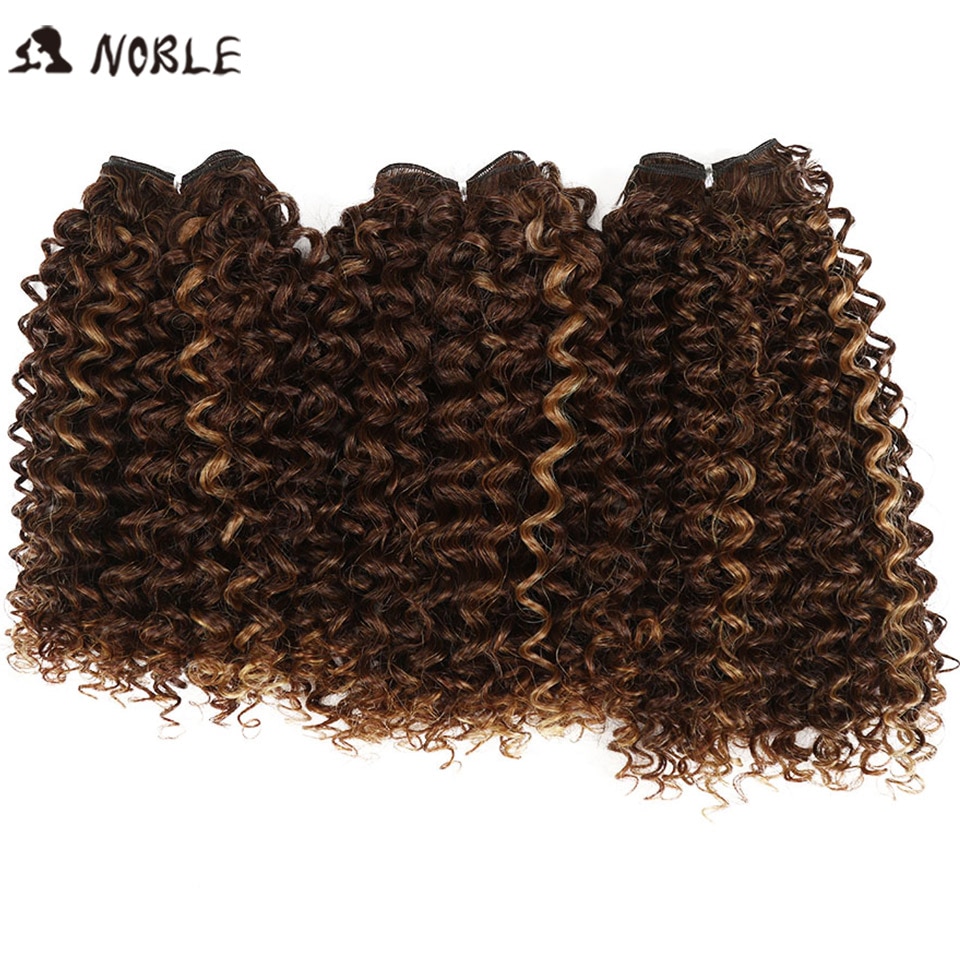 Noble Synthetisch Haar Ombre Krullend Haar Bundels Synthetisch Haar Extensions 3 stks/partij 16-20 Inch Voor Zwarte Vrouwen Kinky krullend Bundels