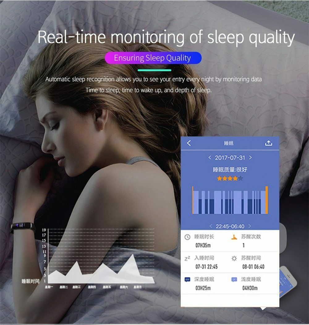 Sport fitness tracker  m4 smart pulsmätare armband kalorier vattentät smart bandklocka för ios android