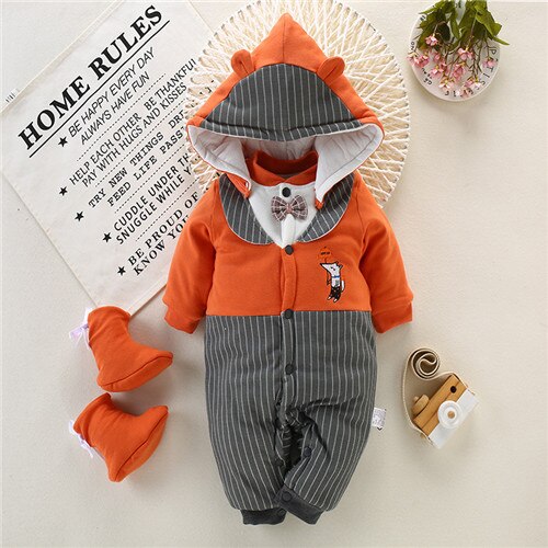 Baby rompertjes + schoenen Overalls kids Sneeuw Wear Winter Jongen Meisje Kledingstuk Dikker Warm Pure Katoen Bovenkleding jas jas: 6 / 18m