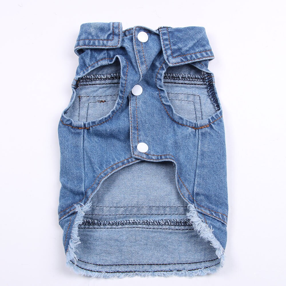 Pet Blue Dog Jeans Jacket Letters Print Blue Denim Coat Vest Pet Puppy Clothes Apparel 6 sizes