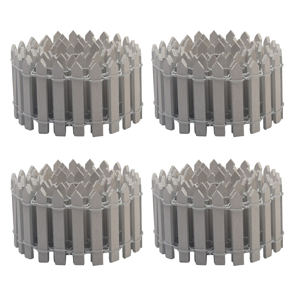 Miniatyr hantverk liten krukväxt blekande gren trädgårdsdekoration suckulenta växter mini staket dockhus träbarriär handmålad: Whitex 5 st 5cm