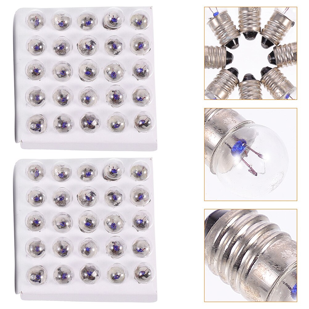 50pcs Light Bulbs Miniature Screw Base Lamps DIY Teaching Experiment Bulb 3.8V