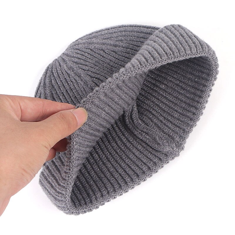 Gorro negro Unisex para hombre, sombreros tipo Beanie para mujer, gorra de Skullcap lisa de punto hip hop, sombrero de otoño para mujer