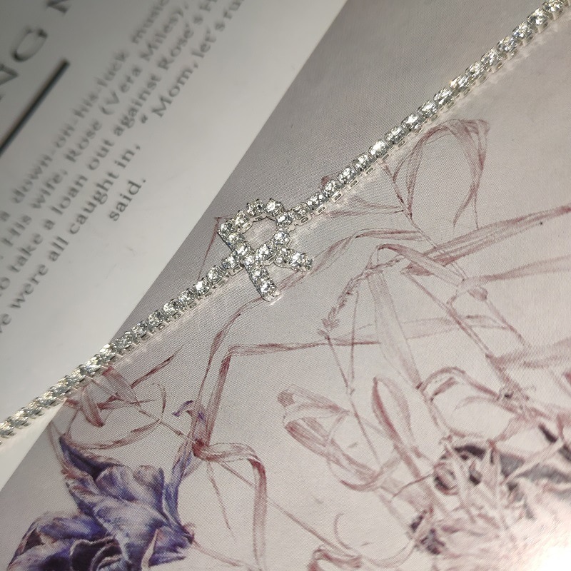 Rhinestone Alphabet Ankle Bracelet A-Z Initial Letter Anklets for Women Beach Foot Chain Leg Bracelets Boho Jewelry