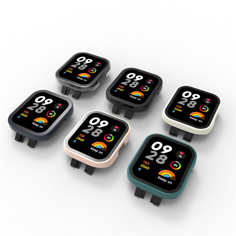 Siliconr rem til xiaomi redmi watch 3 udskiftningsrem redmi watch 3 active dobbeltfarvet blødt tpu + pc-etui armbånd armbånd