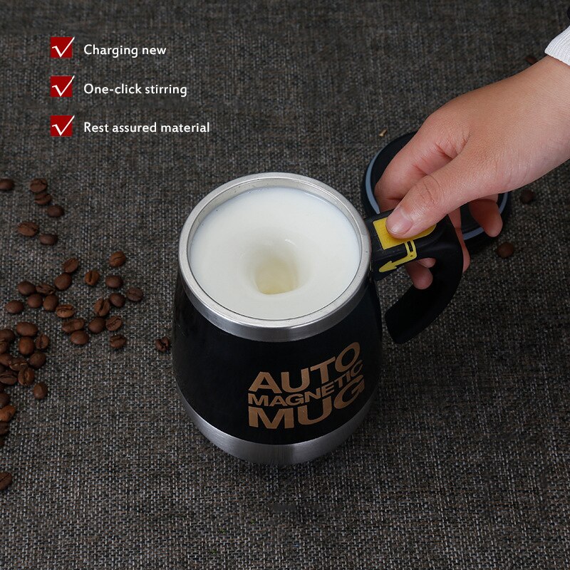 500ML automatique auto-remuant magnétique tasse créative 304 en acier inoxydable café lait mélange tasse mélangeur intelligent tasse thermique