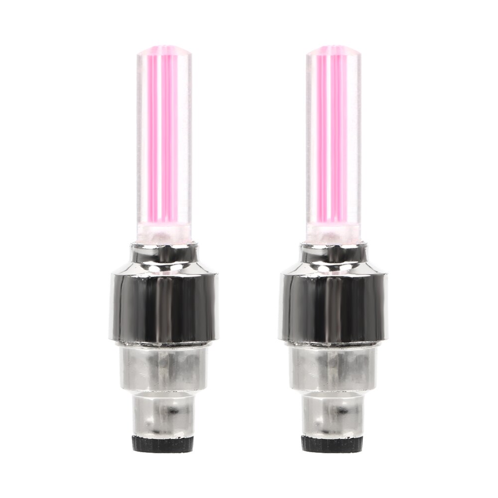 2 Stuks Led Light Voor Auto Wiel Moto Bike Tire Valve Cap Decoratieve Lantaarn Ventiel Capflash Spoke Neon lamp: Roze