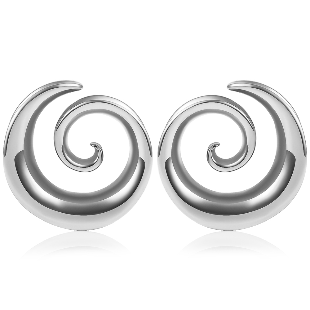 Doearko 2 Stuks Cool Roestvrij Staal Oor Tunnels Pluggen Spiraal Zadel Meters Voor Oorlel Expander Piercing Body Sieraden Cadeau: Blauw / Licht Geel Goud Kleur