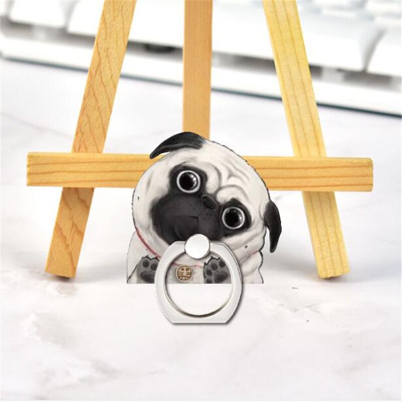 Animals Dog Corgi Pug Cat Finger Ring Phone Stand Holder Car Mobile Phone Holder Stand Suporte Celular For iPhone 11 All Phone: H