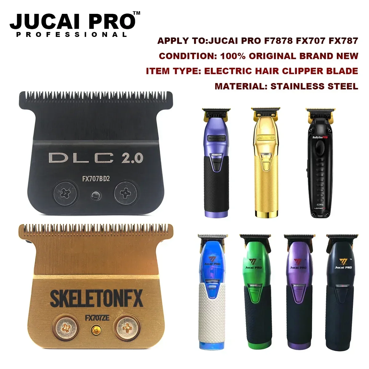 Cuchilla DLC reemplazable Original para JUCAI PRO F7878 FF1T, cortadora de pelo con cuchilla colorida, barbería