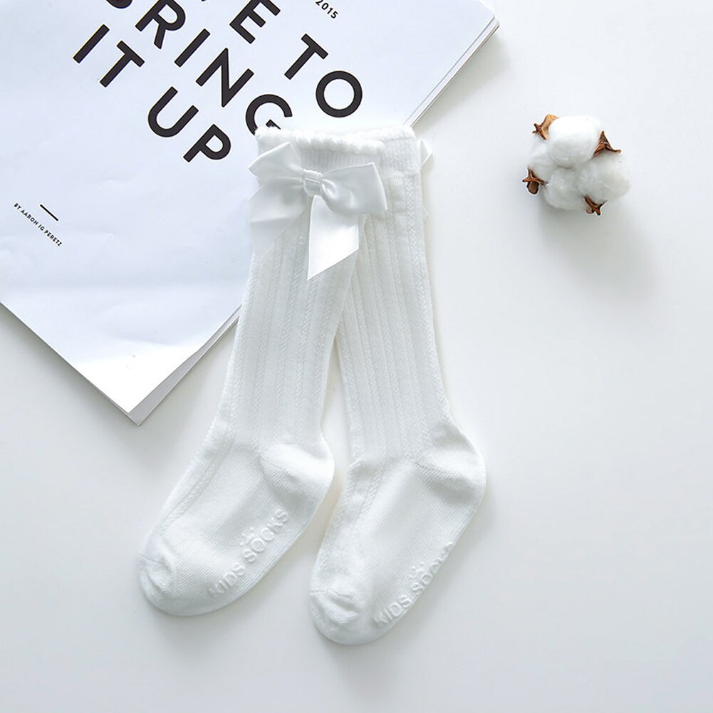 Leuke Baby Meisjes Sokken Knie Hoge Bogen Kids Peuter Sokken Lange Buis Sok Warme Sokken: WHITE / 2 to 4 years