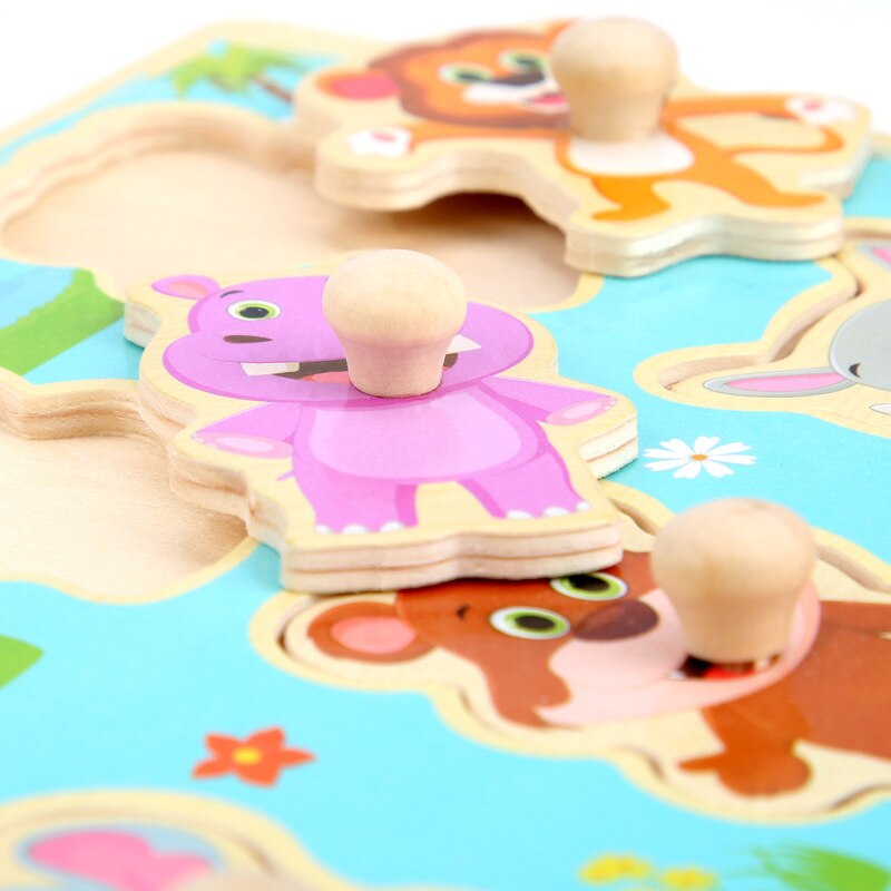 Nowe dziecko zabawki Montessori drewniane Puzzle pojazd animowany cyfrowy Puzzle z motywem zwierzęcym układanka nauka zabawki edukacyjne dla dzieci
