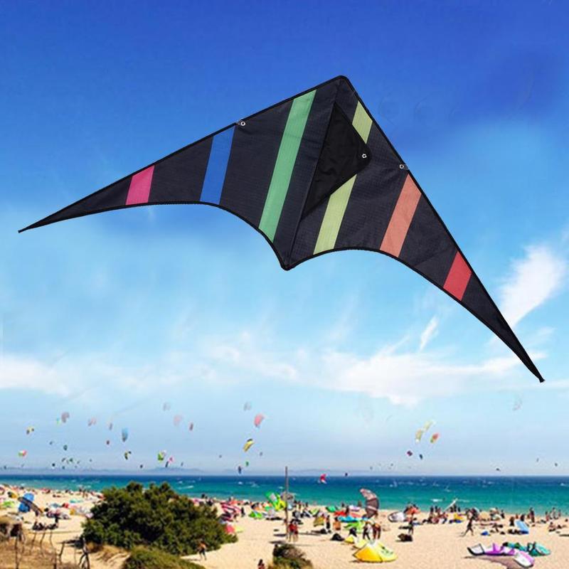 Grappig Outdoor Zwarte Driehoek Kite En 30 M Kite Lijn Met Stunt Speelgoed Handvat Kinderen Outdoor Hard-Gevleugelde Kite driehoek Vliegende K7N6