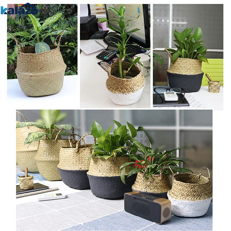 Folding Basket Seaweed Wicker Baskets Dirty Laundry Storage Basket Home Storage Simple Decoration