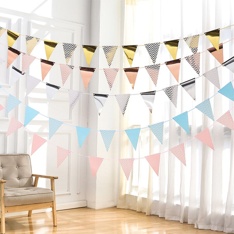 Nordic Stijl Rose Gouden Driehoek Wave Bunting Adult Party Sfeer Decoratie
