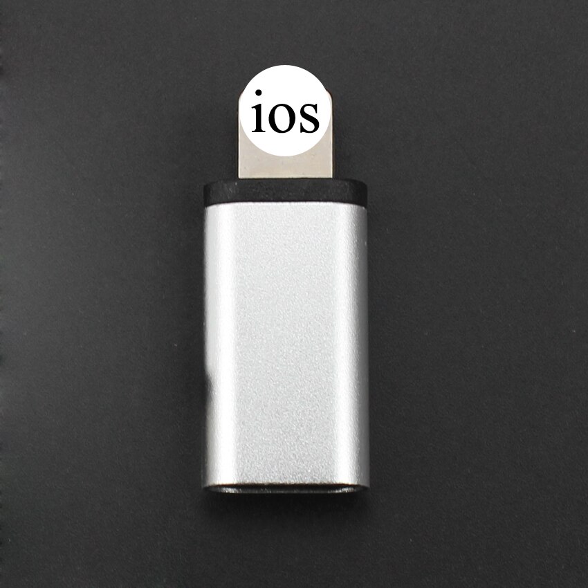 USB C Female to IOS Male Adapter for phone X XR XS Max 8 7 6 6S Plus Type-c To 8pin Charging Sync Charger Cable converter: silver