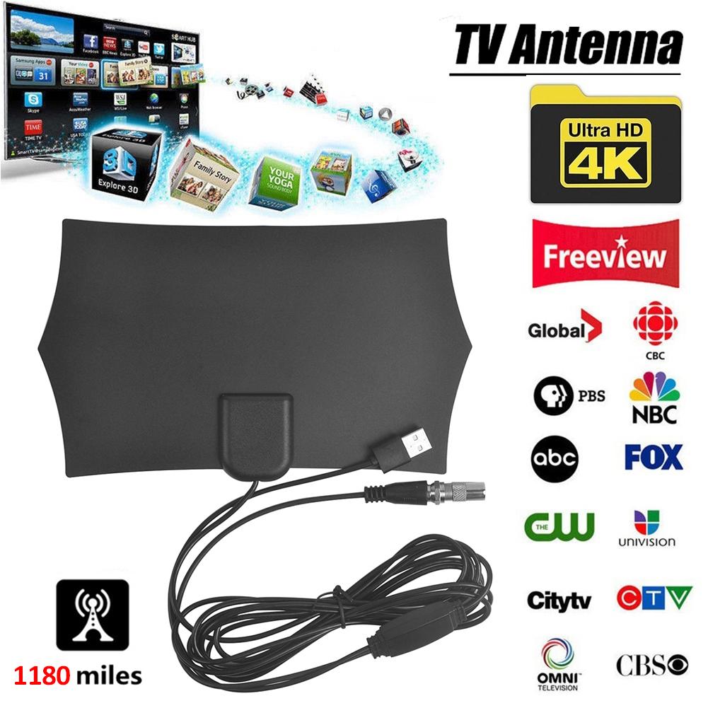 Newest Indoor 4K Digital 28db High Gain HDTV Aerial 1280 Miles HD TV Antenna With Amplified For Local Channels Broadcast