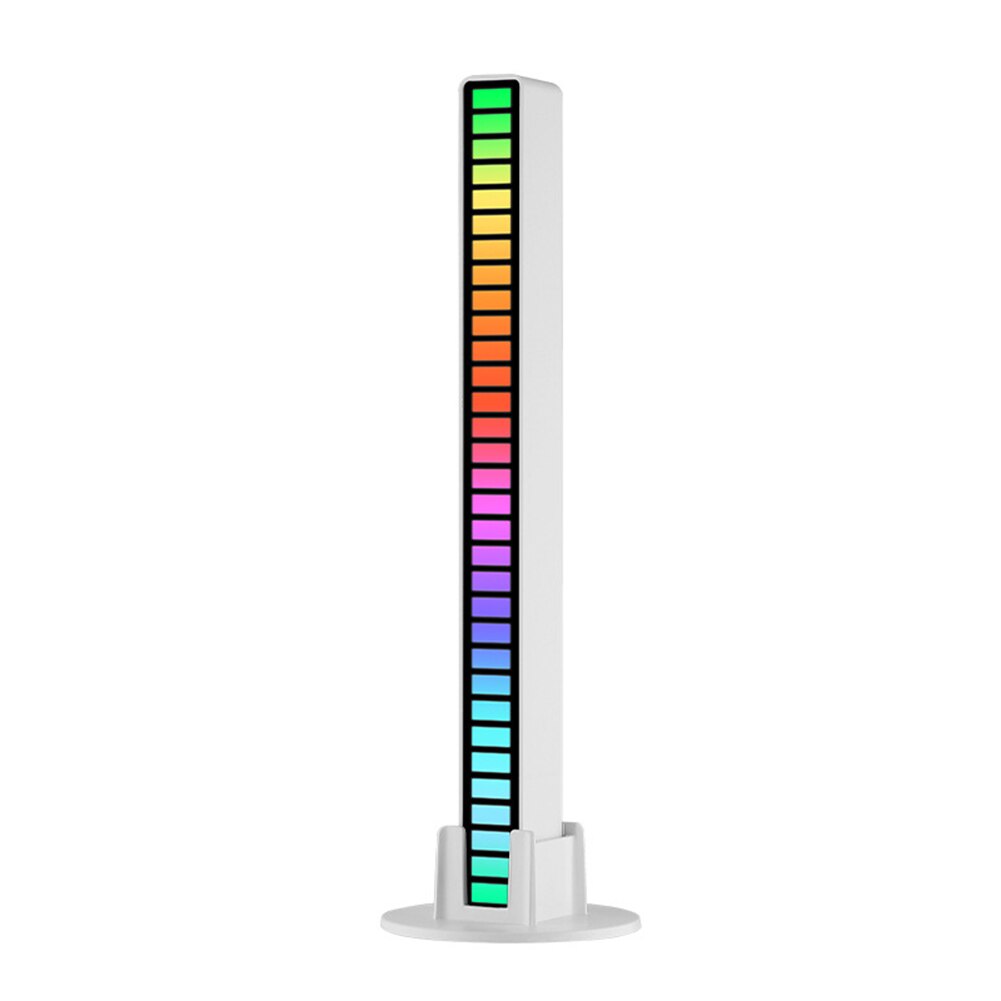 RGB Sound Control Pickup Rhythm Light USB Rechargable Voice-Activated Music Ambient Lights LED Strip Light Car Atmosphere Lamp: White /  USB Rechargeable