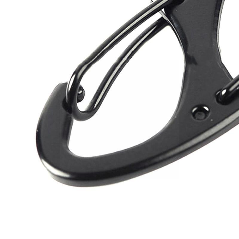 2/5/10pcs Aluminum Chain Clip Double Snap Hook Karabiner Snap Camping Hook Balck Ring B7i9