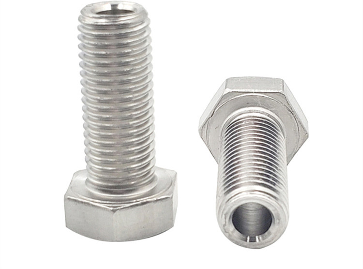 Tornillo hueco de acero inoxidable 304, perno Hexagonal externo especial, máquina de roscado, tornillo de agujero pasante
