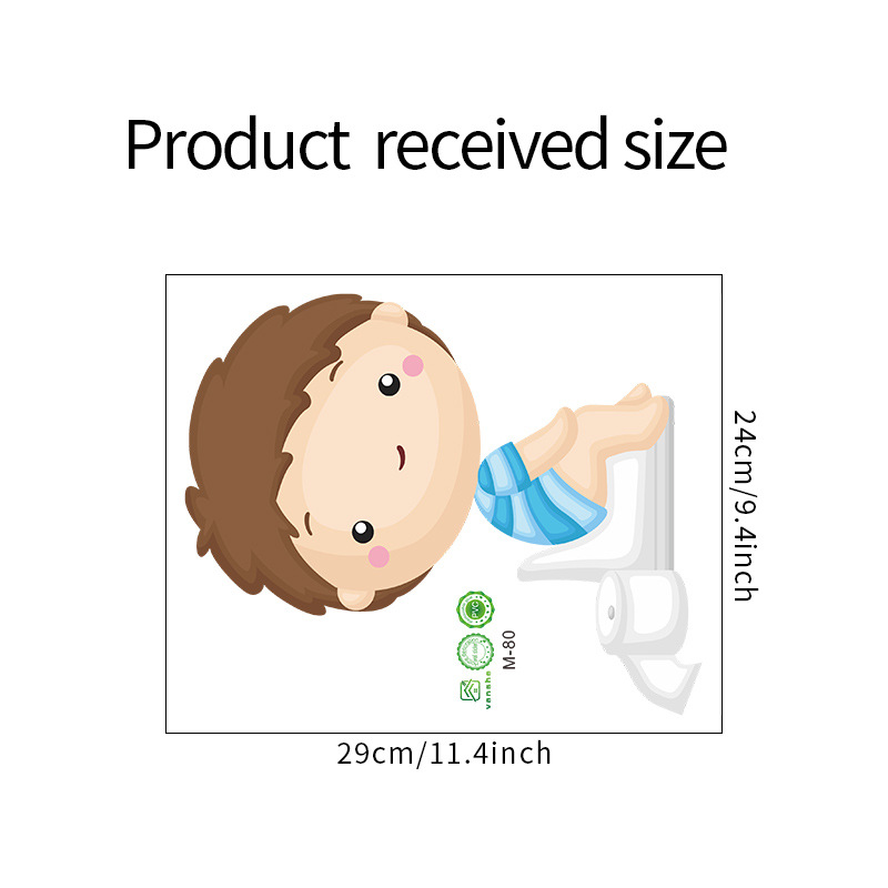 Cartoon Cute Little Boy Squatting Toilet Nursery Toilet Stickers Home Decoration Wall Stickers Self-Adhesive