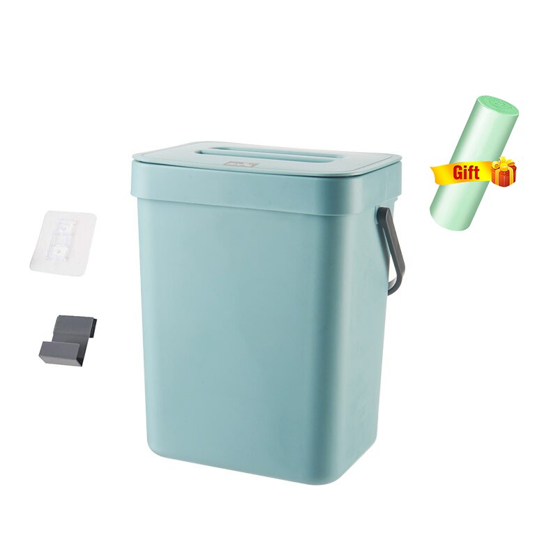 3 in 1 Kitchen Trash Can Kitchen Waste Bin Wall Mounted Dustbin Zero Waste Garbage Bin Kitchen Hanging Trash Bin Cabinet Door: Blue / 3L