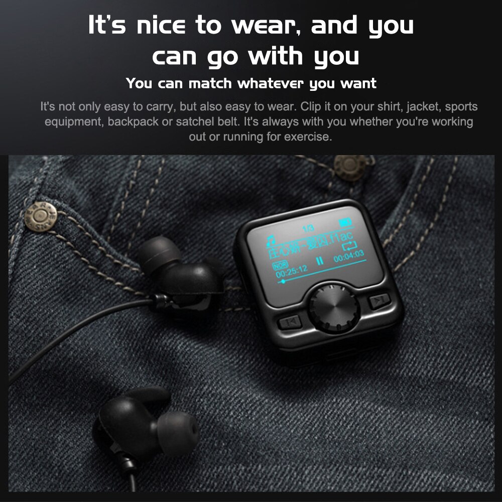 JNN M9 MP3 Player Portable Digital Music Player FM Radio Support BT Function with 3.5mm Headphones Metal Rechargeable Battery